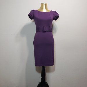 LUSH Violet Belted Cap Sleeve Fitted Dress